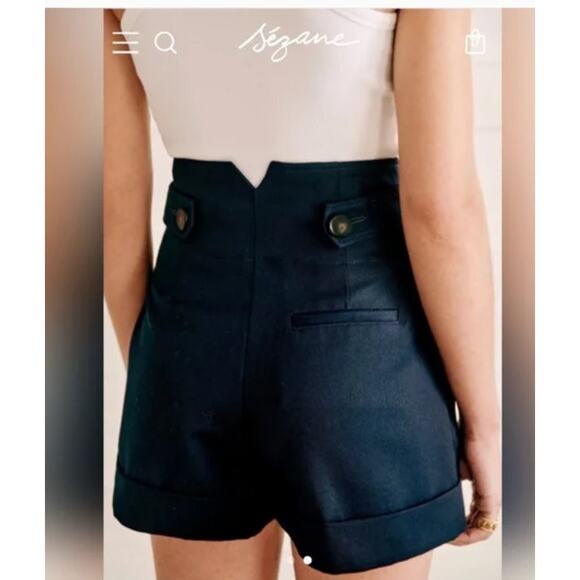 SEZANE Sz 34 2 Aristote Short Marine Navy Blue NWT Wool Blend Dressy - Picture 8 of 8